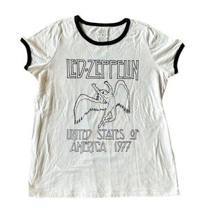 LED ZEPPELIN United States of America 1977 white/black T-shirt Torrid sz M/L 00